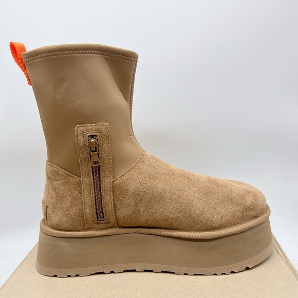 UGG WOMEN'S CLASSIC DIPPER Platform SUEDE SHEARLING LINED BOOTS CHESTNUT US 10 - Picture 11 of 16